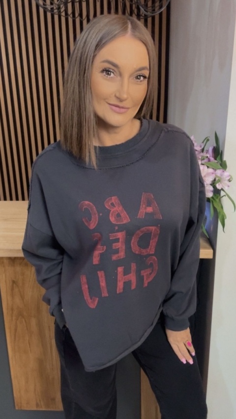 Bluza Oversize „Art Letters” - Grafit