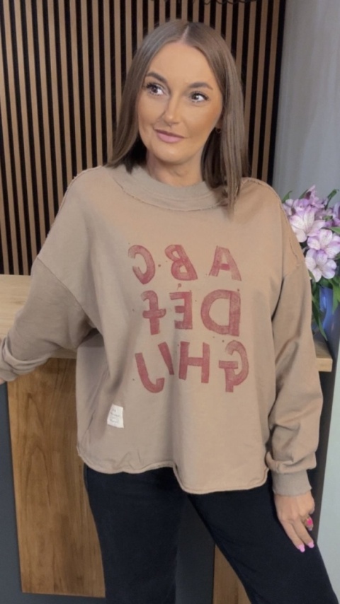 Bluza Oversize „Art Letters” - Ciepły Beż