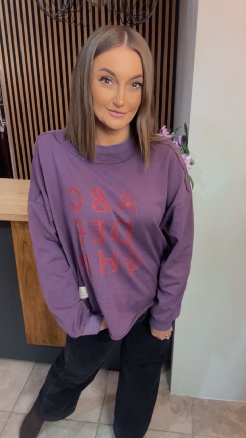 Bluza Oversize „Art Letters” - Fiolet