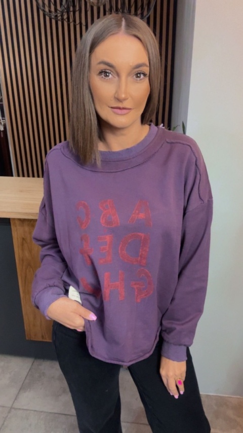 Bluza Oversize „Art Letters” - Fiolet