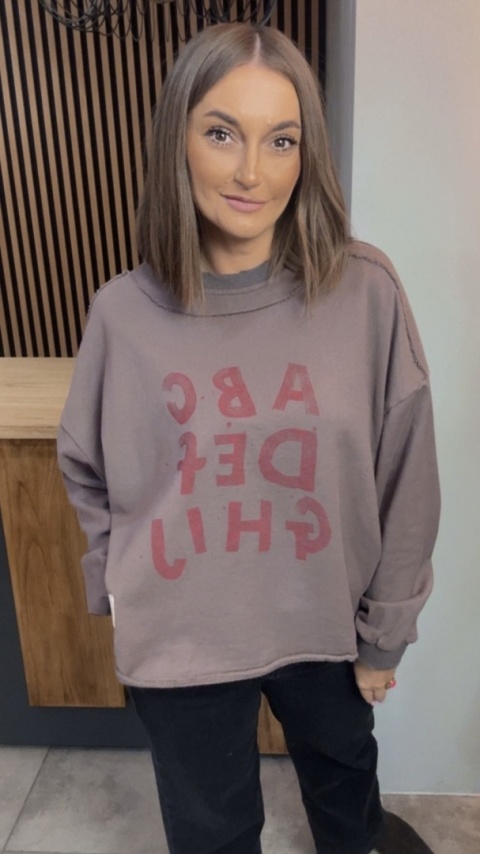 Bluza Oversize „Art Letters” - Taupe