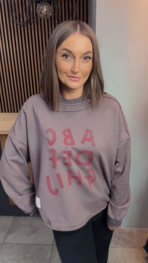 Bluza Oversize „Art Letters” - Taupe