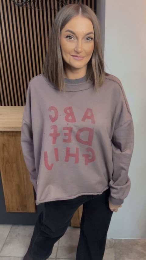 Bluza Oversize „Art Letters” - Taupe