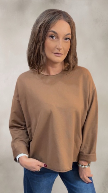 Bluzka surowa z długim rękawem Wendy Trendy - Cynamon