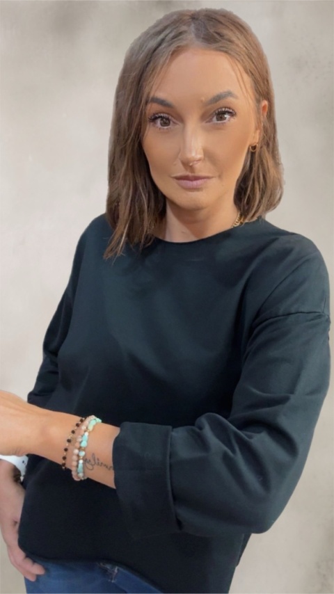 Bluzka surowa z długim rękawem Wendy Trendy - Czarna