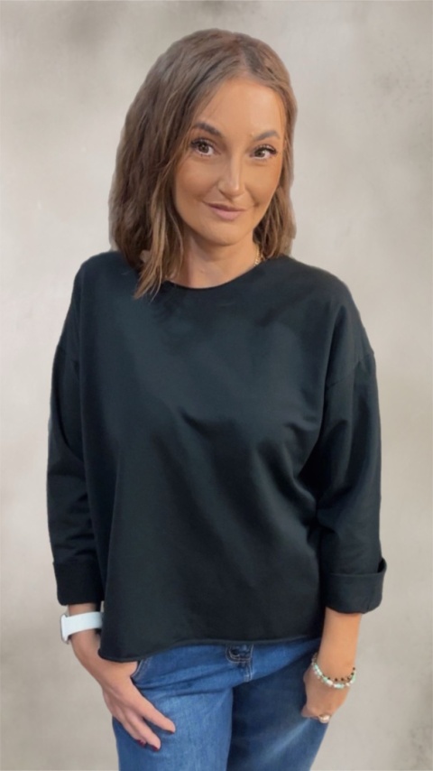 Bluzka surowa z długim rękawem Wendy Trendy - Czarna