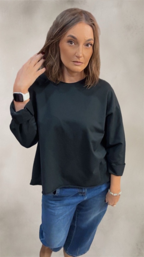 Bluzka surowa z długim rękawem Wendy Trendy - Czarna