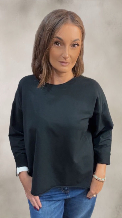 Bluzka surowa z długim rękawem Wendy Trendy - Czarna