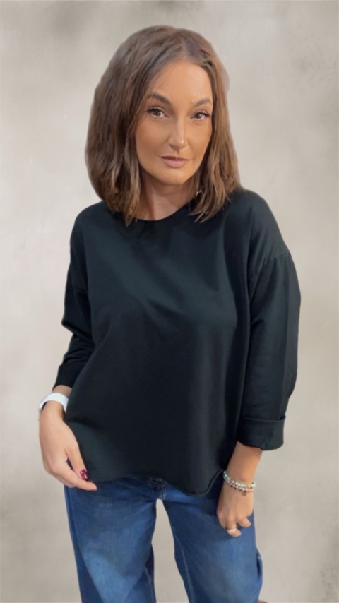 Bluzka surowa z długim rękawem Wendy Trendy - Czarna