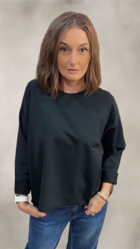 Bluzka surowa z długim rękawem Wendy Trendy - Czarna