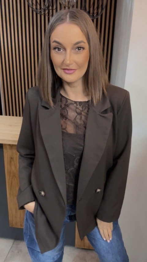 Elegancka Marynarka Dwurzędowa – Brązowa