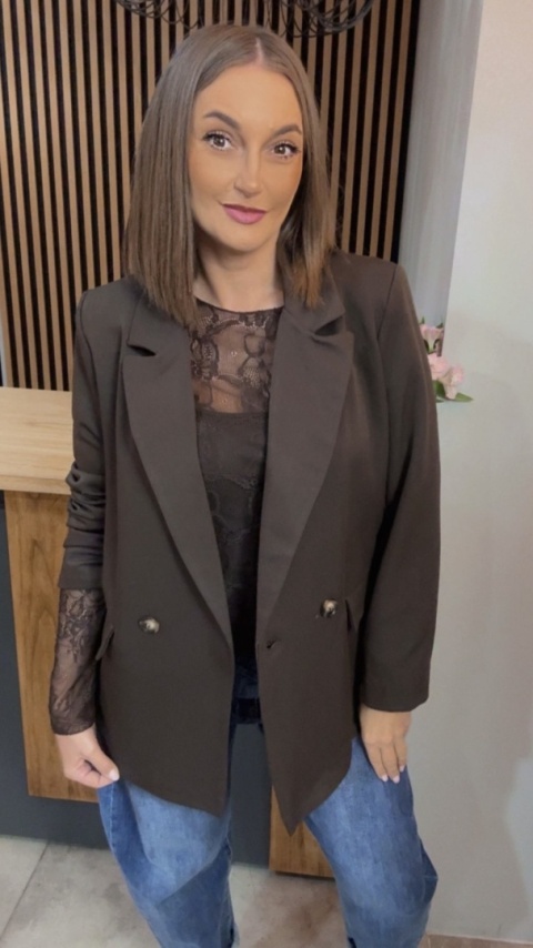 Elegancka Marynarka Dwurzędowa – Brązowa