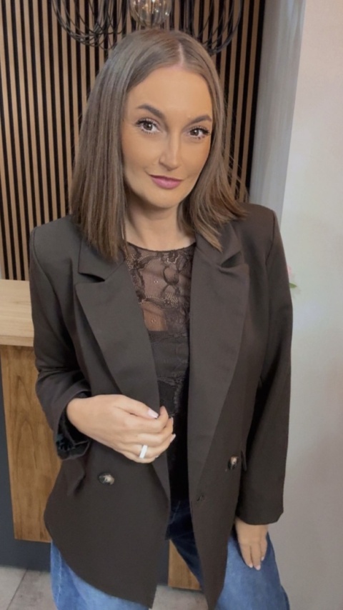 Elegancka Marynarka Dwurzędowa – Brązowa