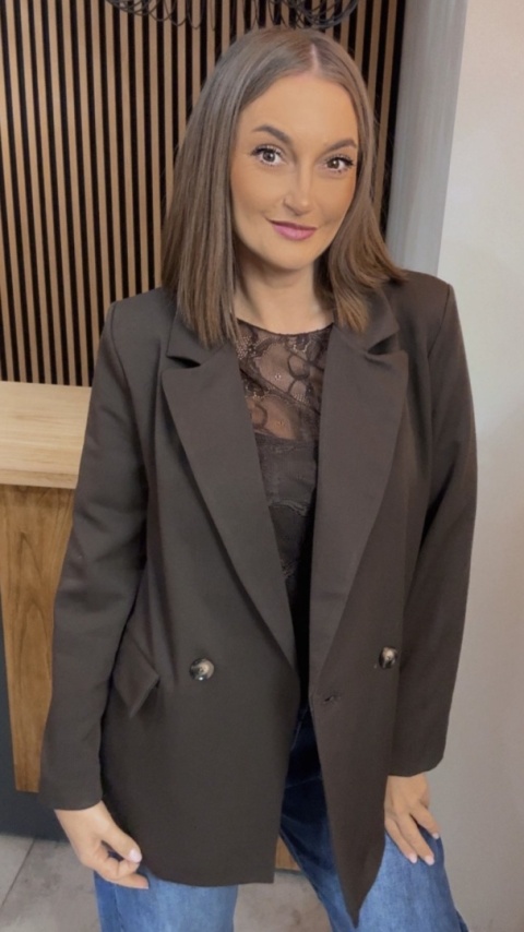 Elegancka Marynarka Dwurzędowa – Brązowa