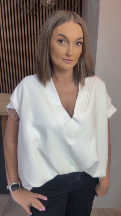 Kamizelka / Bluza z Dekoltem w Serek - Model Oversize