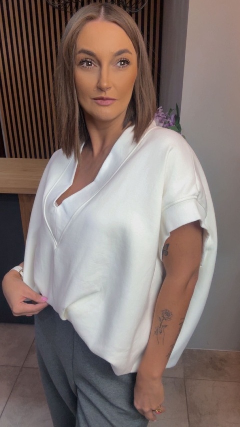 Kamizelka / Bluza z Dekoltem w Serek - Model Oversize