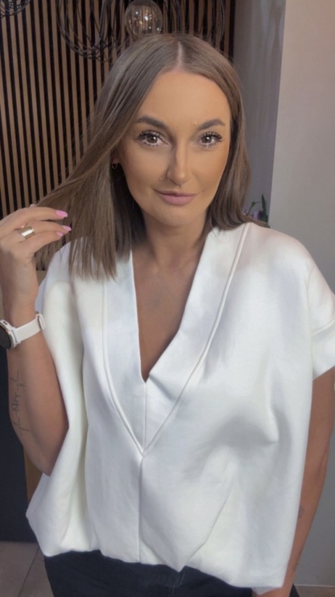 Kamizelka / Bluza z Dekoltem w Serek - Model Oversize