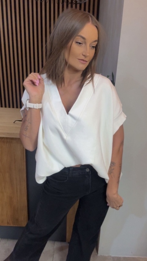 Kamizelka / Bluza z Dekoltem w Serek - Model Oversize