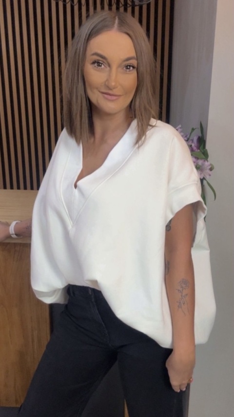 Kamizelka / Bluza z Dekoltem w Serek - Model Oversize