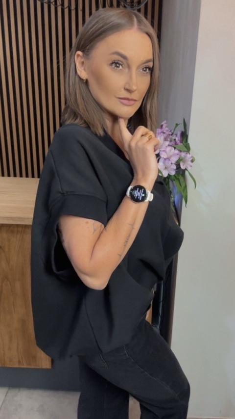 Kamizelka / Bluza z Dekoltem w Serek - Model Oversize