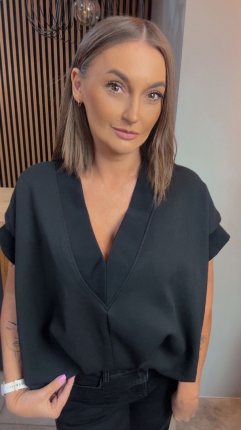 Kamizelka / Bluza z Dekoltem w Serek - Model Oversize