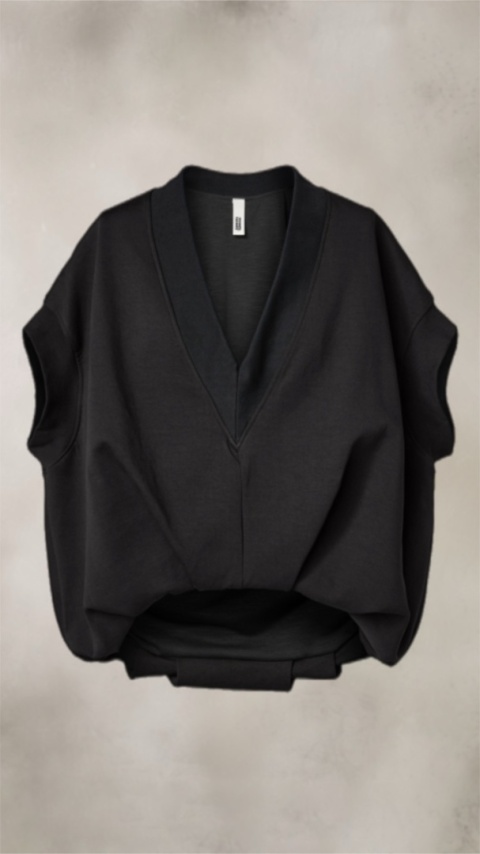 Kamizelka / Bluza z Dekoltem w Serek - Model Oversize