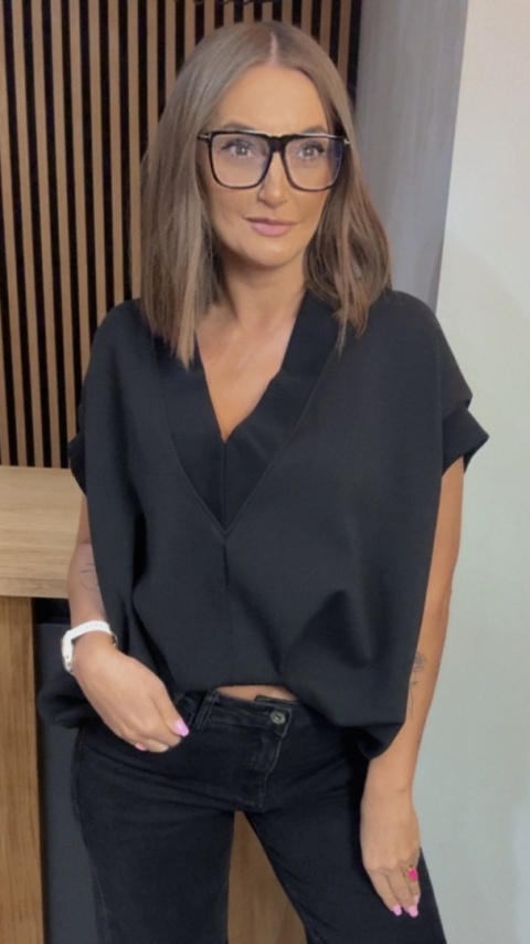 Kamizelka / Bluza z Dekoltem w Serek - Model Oversize