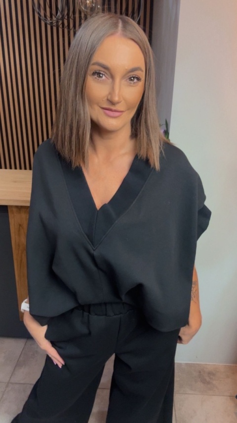 Kamizelka / Bluza z Dekoltem w Serek - Model Oversize