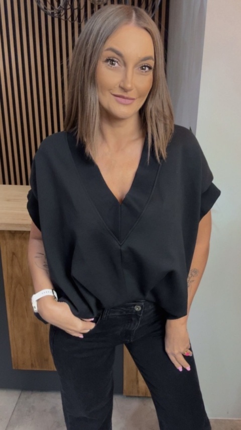 Kamizelka / Bluza z Dekoltem w Serek - Model Oversize