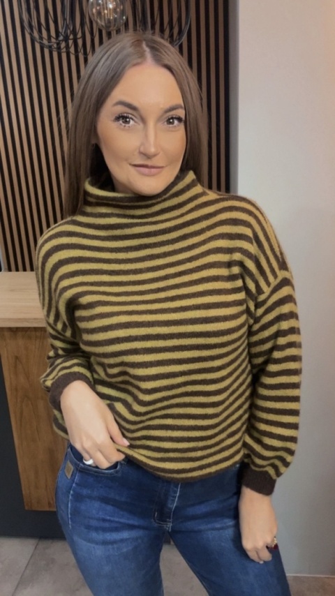 Półgolf w paski Made in Italy