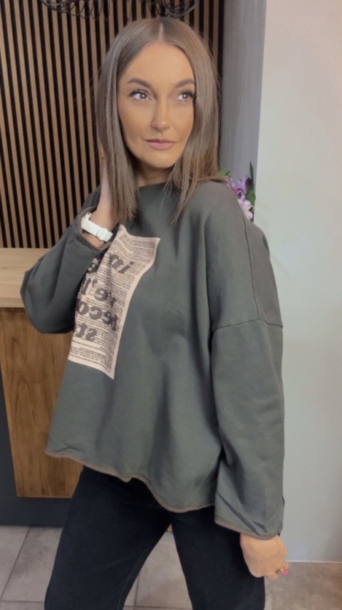 Bluza oversize z nadrukiem „In the end we’ll all become stories”