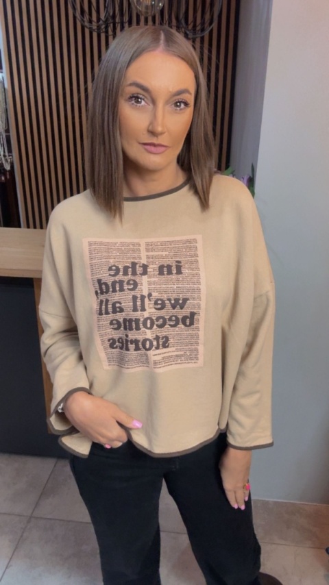 Bluza oversize z nadrukiem „In the end we’ll all become stories”