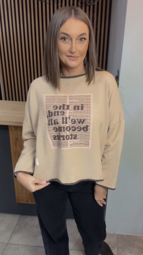 Bluza oversize z nadrukiem „In the end we’ll all become stories”