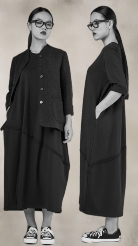 Sukienka Wendy Trendy - luźna, czarna midi/maxi