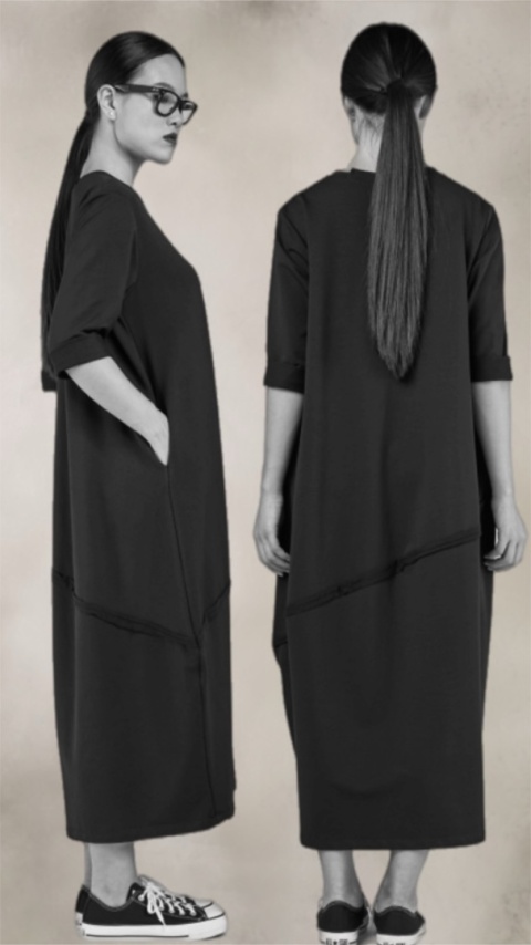 Sukienka Wendy Trendy - luźna, czarna midi/maxi