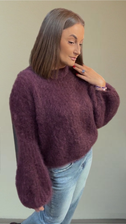 Sweter dzwonek z kid moheru - CXL Collection - Burgund