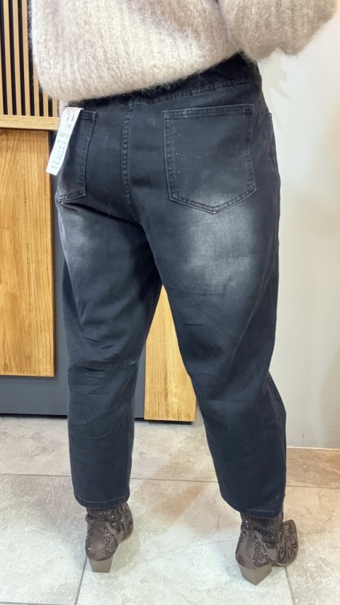 Jeansy premium MU YAN Original Design – Czarny Denim z Wiązaniem