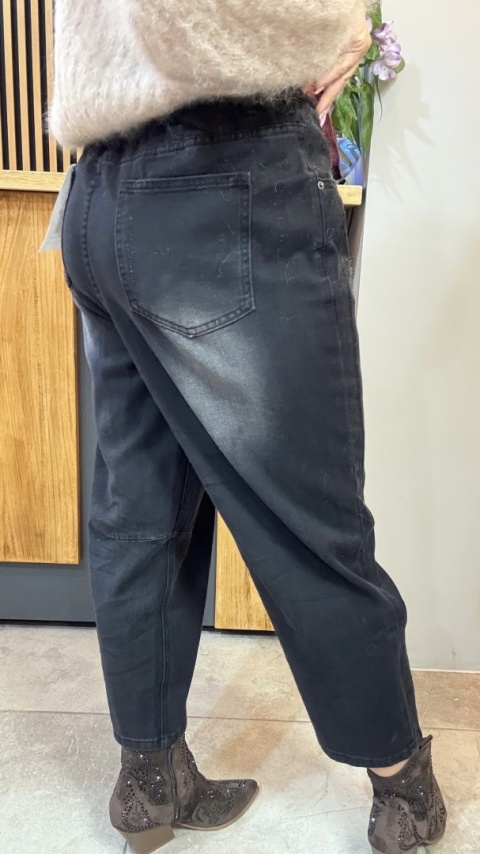 Jeansy premium MU YAN Original Design – Czarny Denim z Wiązaniem