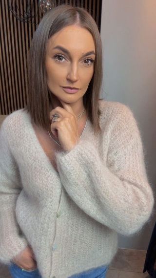 Kardigan z mieszanki moheru – Beżowy