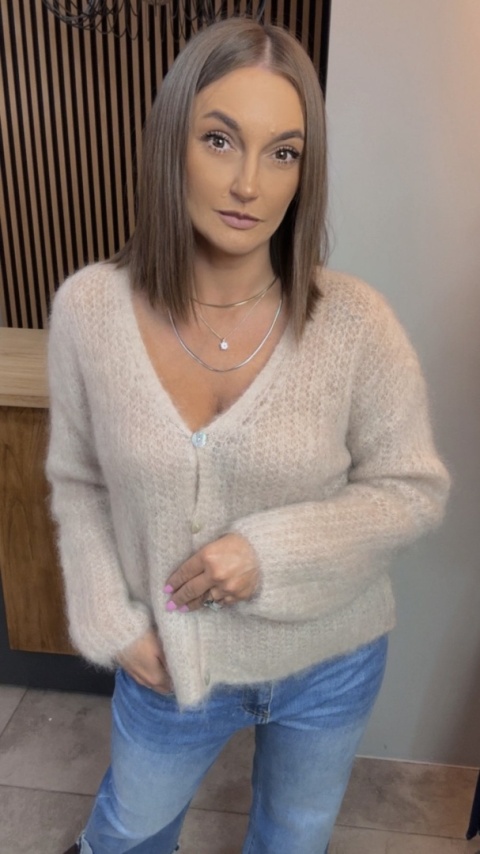 Kardigan z mieszanki moheru – Beżowy