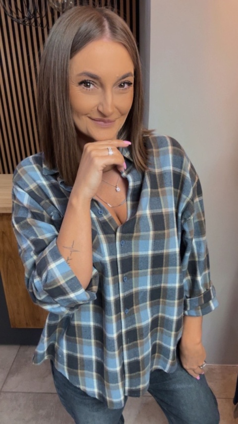 Koszula flanelowa w kratę - Niebieska