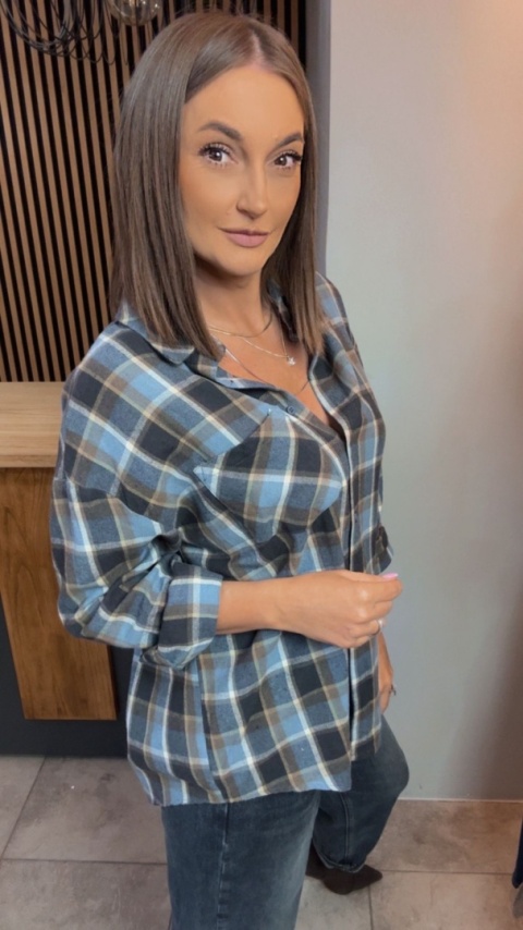 Koszula flanelowa w kratę - Niebieska