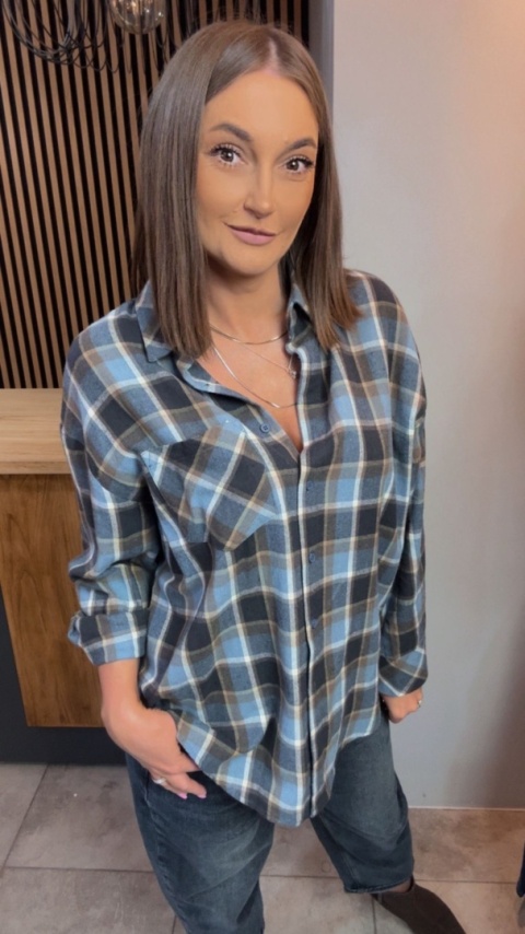 Koszula flanelowa w kratę - Niebieska