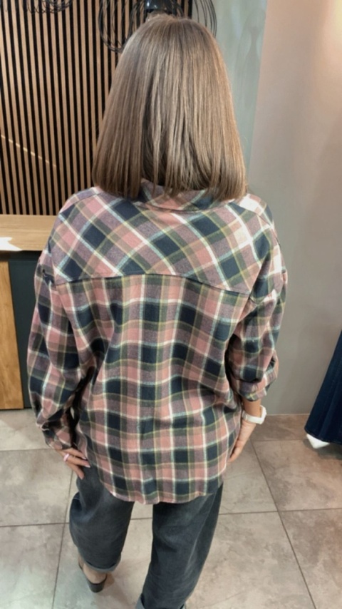 Koszula flanelowa w kratę – Różowa