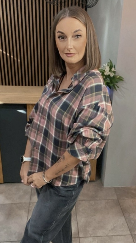 Koszula flanelowa w kratę – Różowa