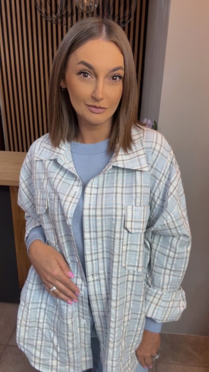 Koszula oversize w kratę – Błękitna