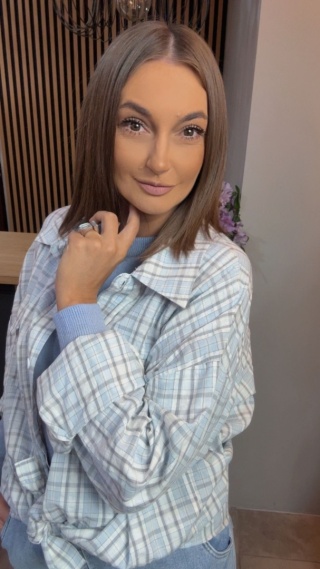 Koszula oversize w kratę – Błękitna