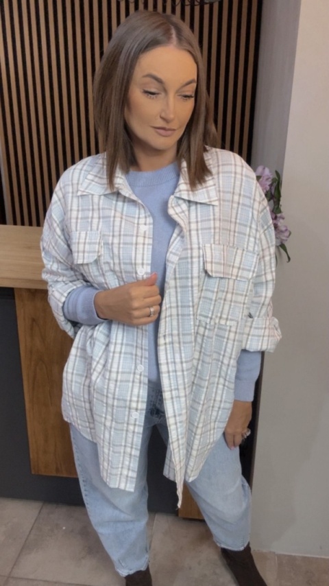 Koszula oversize w kratę – Błękitna