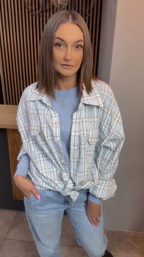 Koszula oversize w kratę – Błękitna