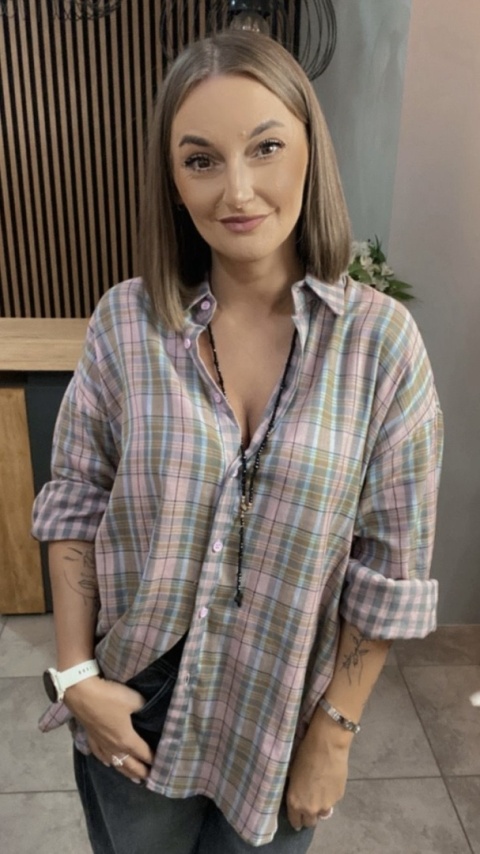 Koszula oversize w pastelową kratę – 100% bawełna